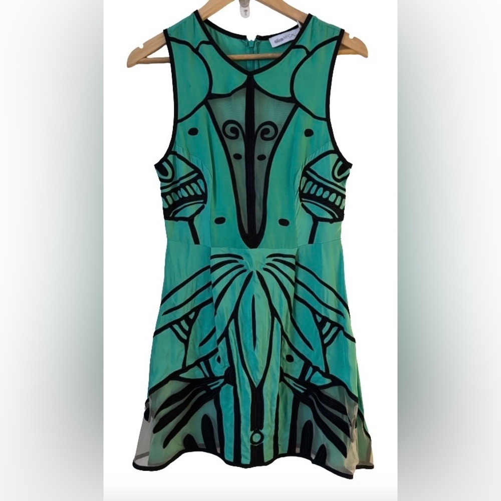 Alice McCall Zen grn & blk Dress SZ 6 art deco  New Year’s Eve Party